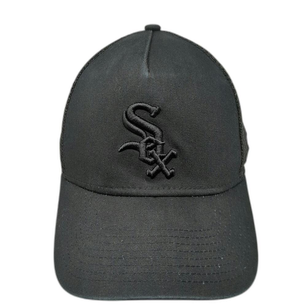 New Era Chicago White Sox MLB Black Trucker Hat OSFM Mesh Snapback Tonal Logo